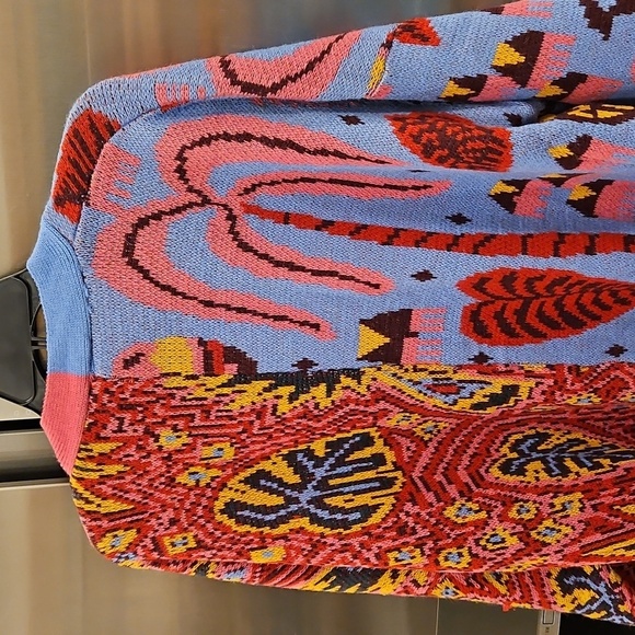 💕FARM RIO💕 Mixed Prints Cardigan  ~ Blue Tropical Magic + Tropical Stripes NWT - Picture 12 of 16